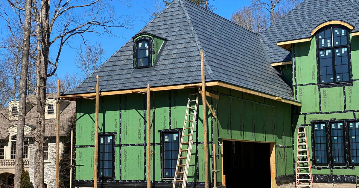 Metal shingle roof installed on a new-construction home in Weddington NC